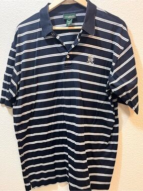 Marbas made in Italy Men's Navy & White Striped Polo